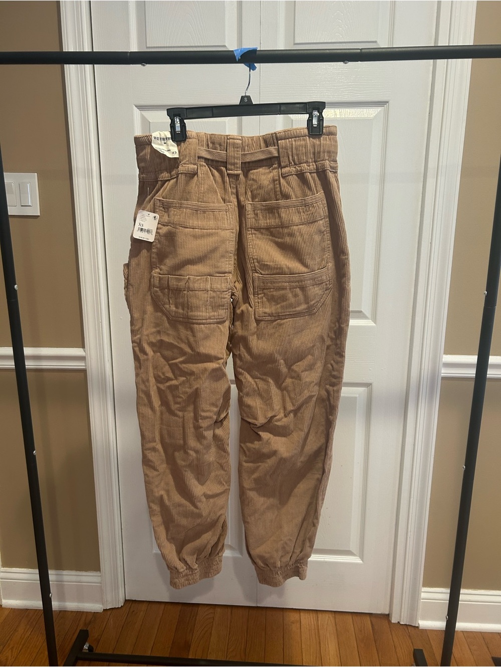 Free People Cullen Low Slung Pull-On Boyfriend Tan Corduroy Utility Jogger Pants - Picture 2 of 3